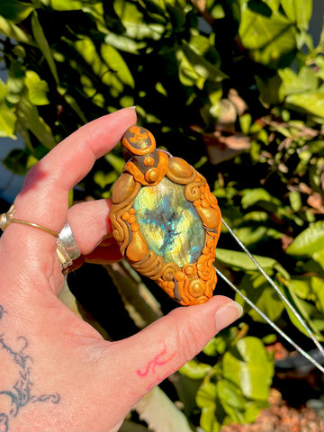Labradorite Clay Pendi